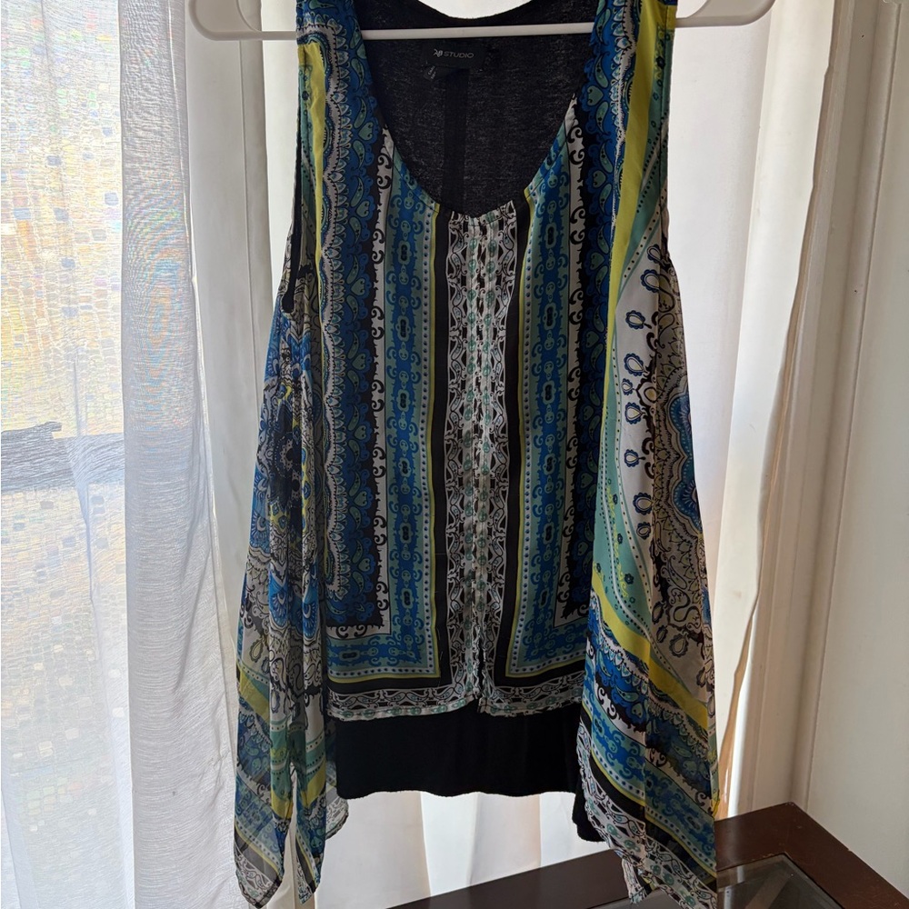 AB Studio Blue, Green and Black Patterned Sleeveless Camisole